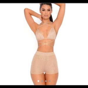 Oh Polly Shorts - Gold sparkle short set Oh Polly Shorts - Gold sparkle short set